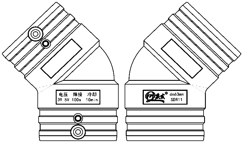 Electrofusion 45° Elbow - technical drawing
